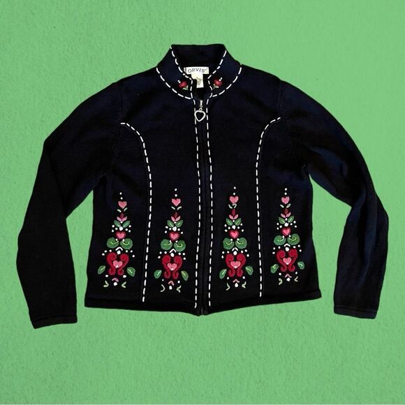 Vintage Orvis knit zip up cardigan embroidered - Picture 6 of 9